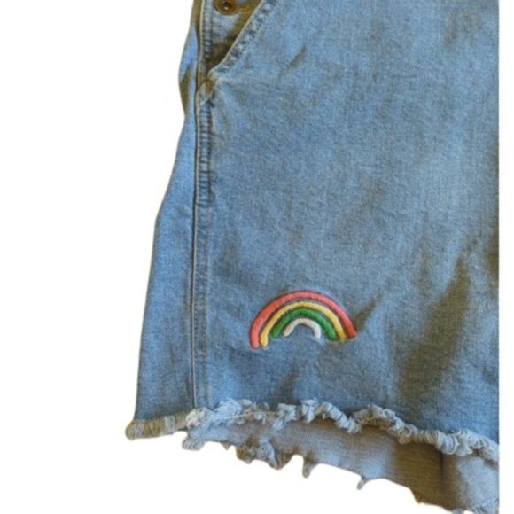 Target Take Pride Womens Short Overalls Queen Embroidered Rainbow Suspenders XL - Picture 2 of 3